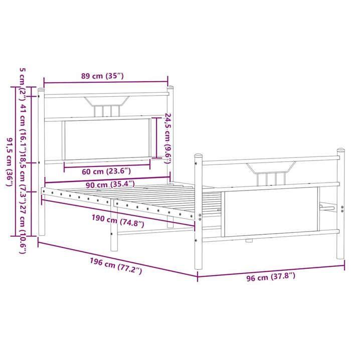 VidaXL Bed Frames Without Mattress Smoked Oak 90x190cm Engineered Wood 4106753