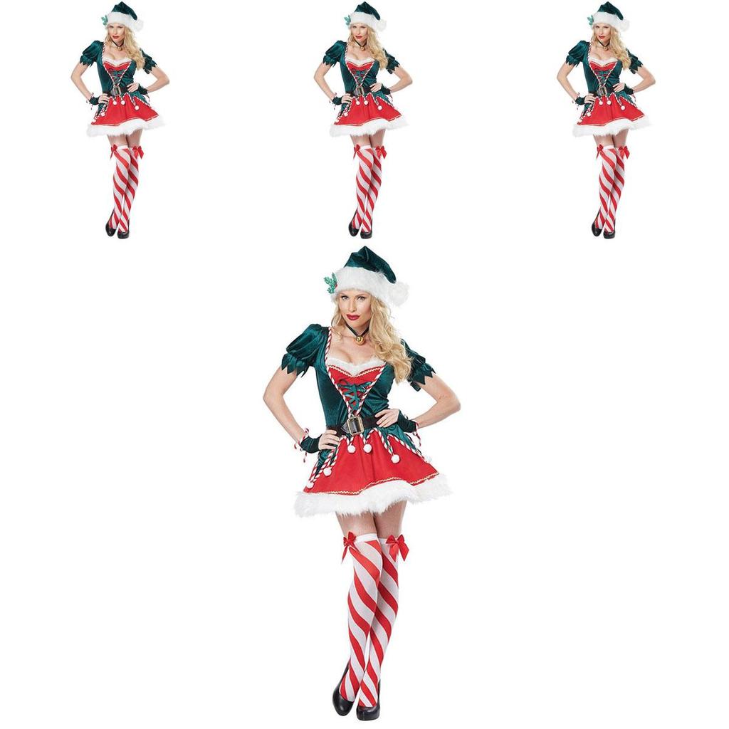Adorable Green Christmas Party Stage Skirt Costumes For Festive Cosplay Fun