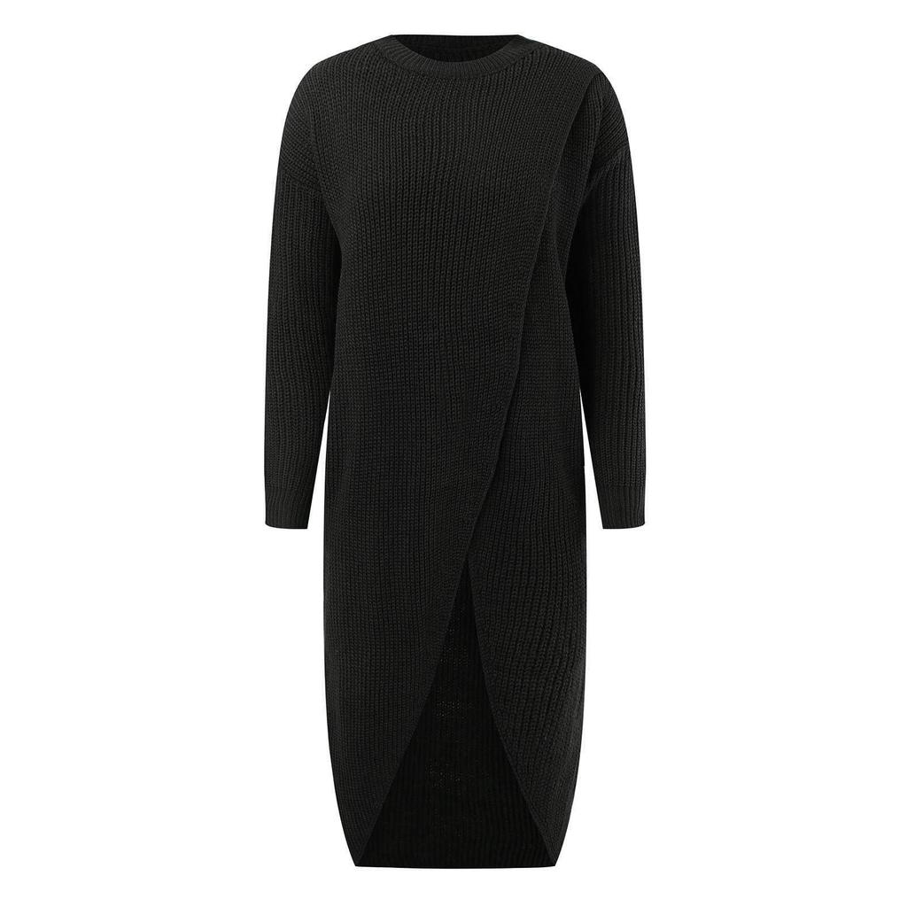 Strickkleid Damenkleid Langarm Pulloverkleid Elegante Tunika Umstandskleid Freizeitkleid Midi Lange Kleider Winter und Frühling