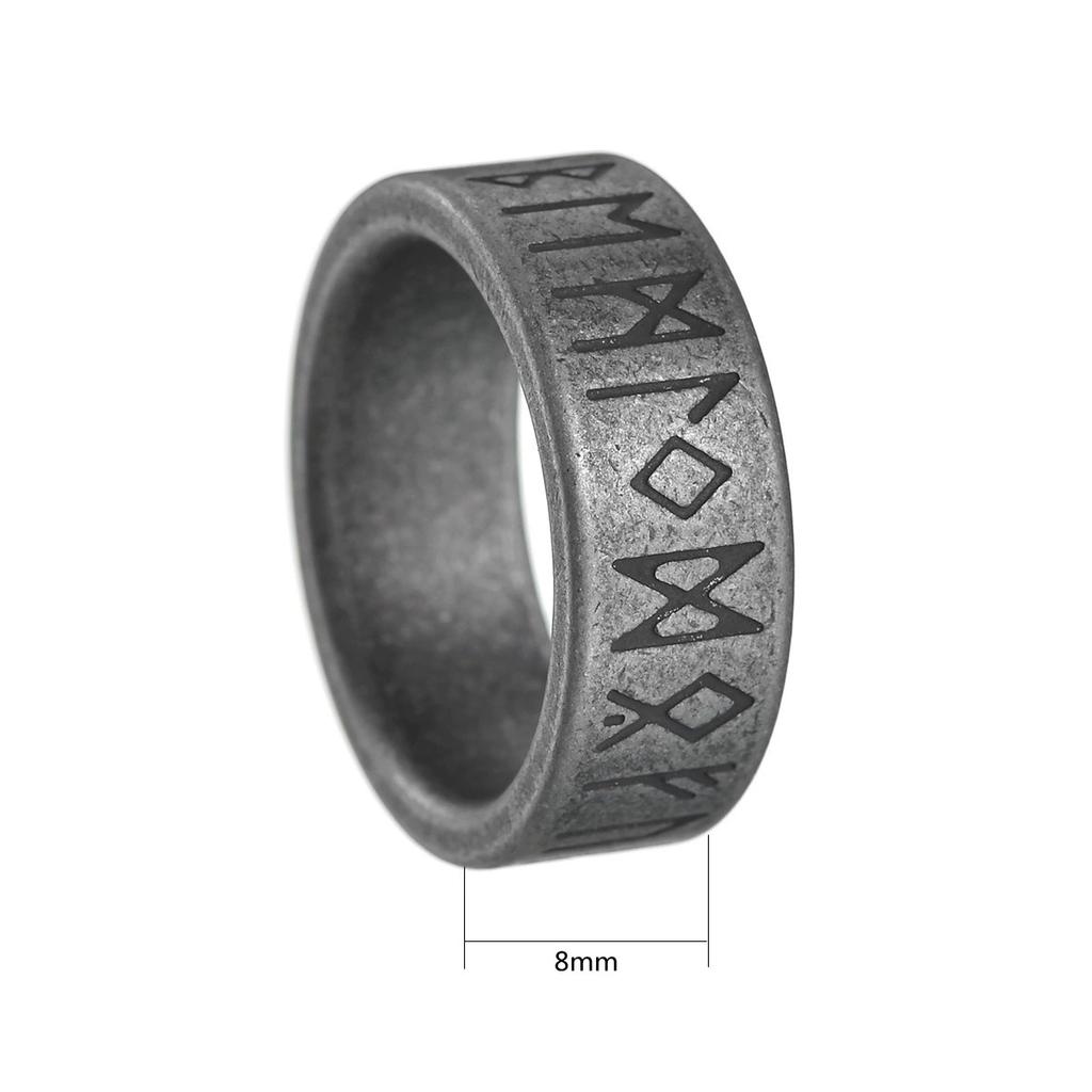 HNSP 316L Stainless Steel Viking Rune Signet Ring For Men Vintage Jewely Finger Accessories Male US Size