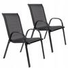 Campela Lot De 2 Chaises De Jardin En Métal, Assise En Textilène, Empilables, Gris Foncé (CA0151)