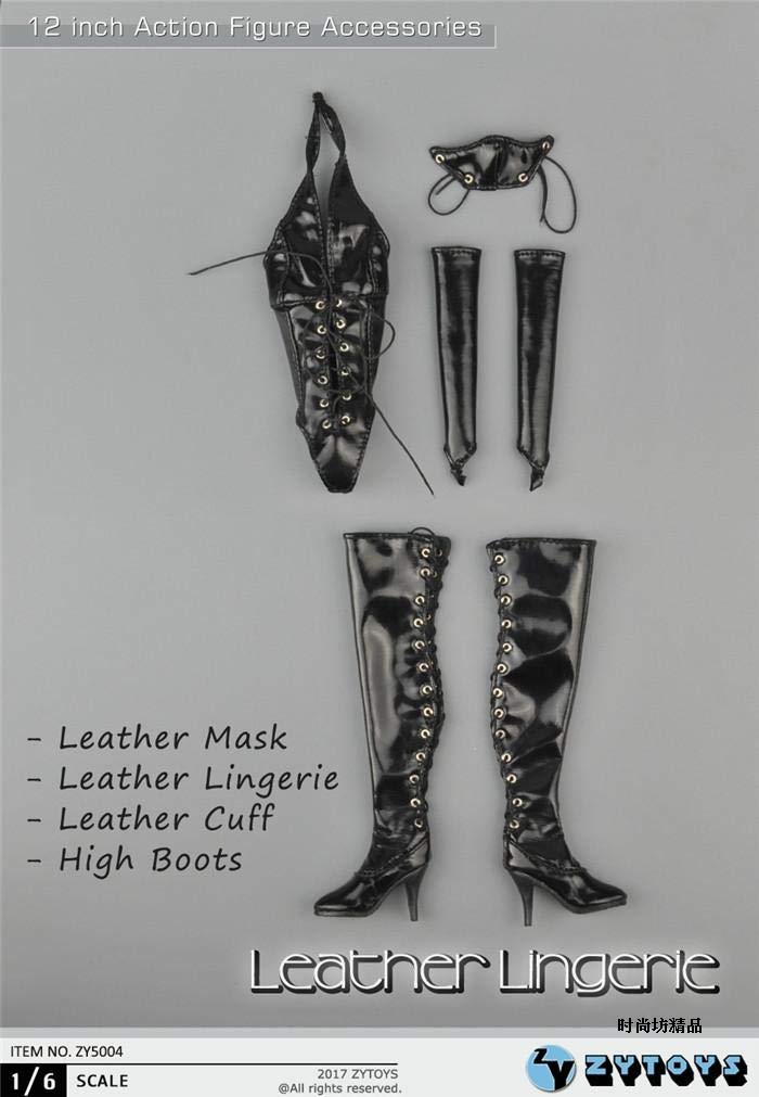 [TOYBARJAPAN] 1/6 Scale Action Figure ZYTOYS ZY5004 Beautiful Sexy SM Queen Leather Clothes and Long Boots Set (Body and Head Not Included)