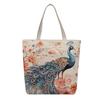 Ethnic Style Canvas Tote Bag With Doublesided Embroidered Silk Thread Floral For Daily Use