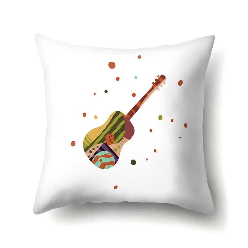 Musical Instrument Knitted Pattern Printed Pillow Cover Sofa