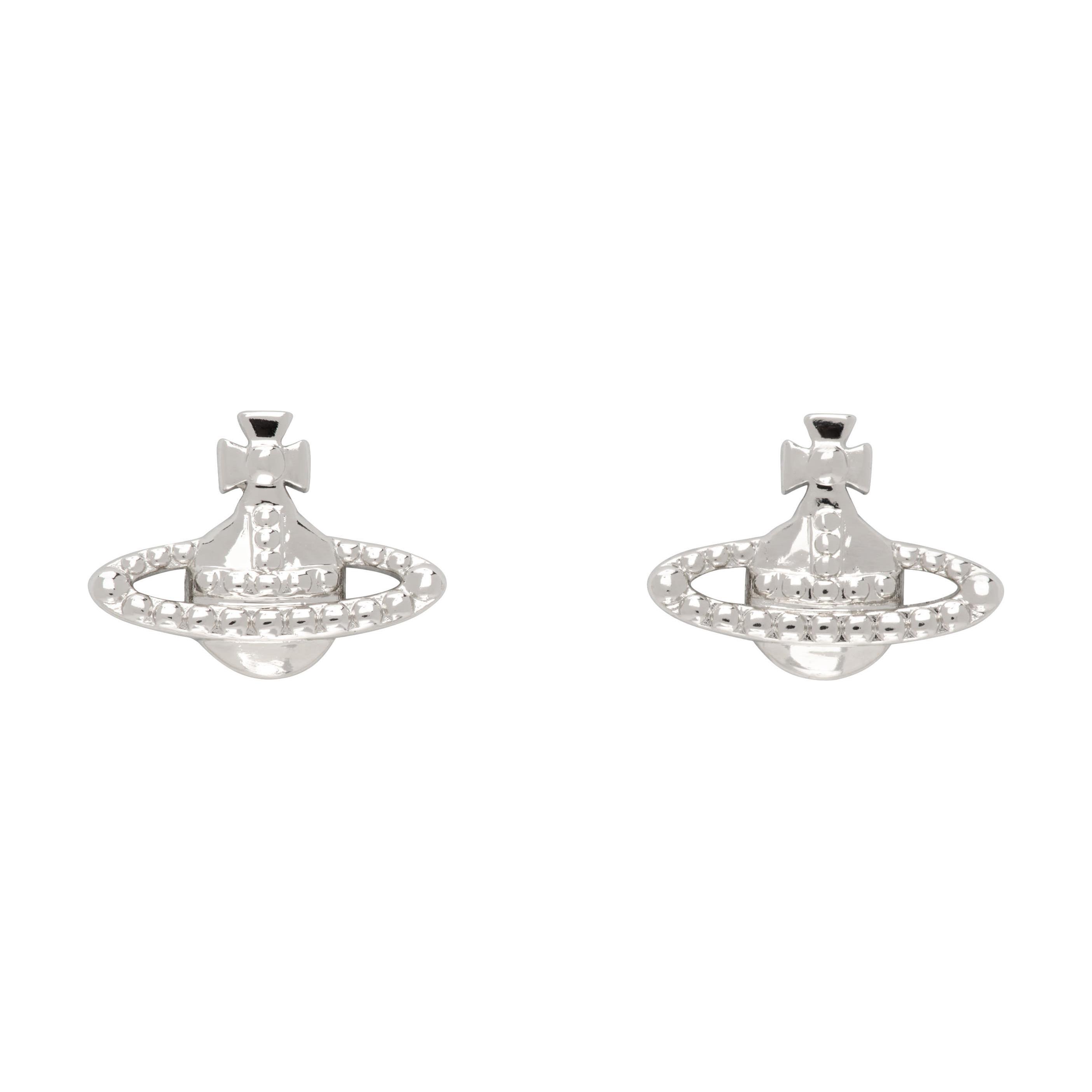Vivienne Westwood Farah Logo Detail Brass Earrings Women earrings Silver 242314F022003 Basic Packaging-Dust Bag+Box