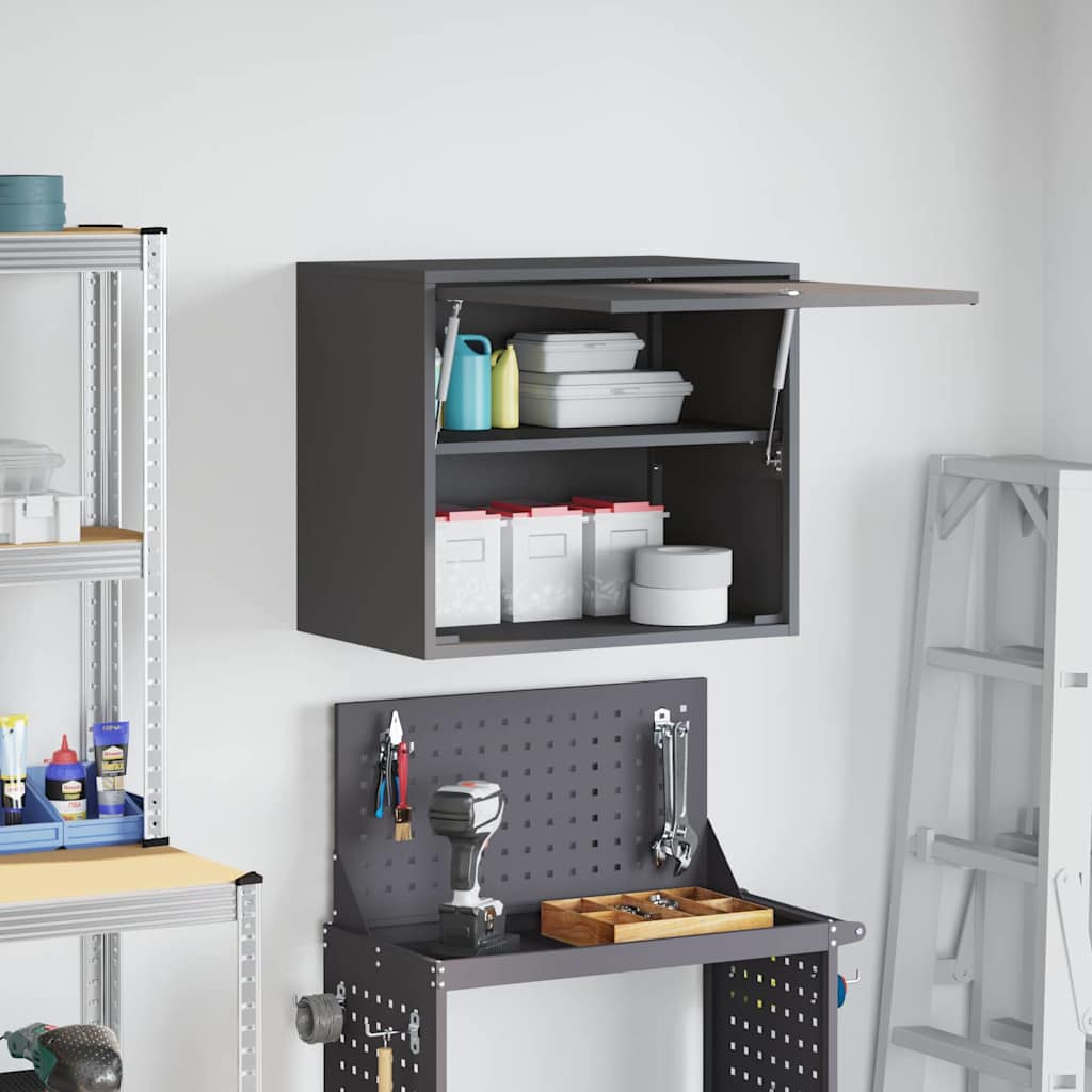Väggmonterat garagskåp med gasfjäderlucka Svart
