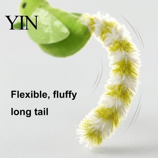 Soft Feather Kicker for Kittens Simulated Bird Cat Toy with Built-in Bell And Wing, Plush Bells Long Tail Interactive Teaser, Boredom Relief