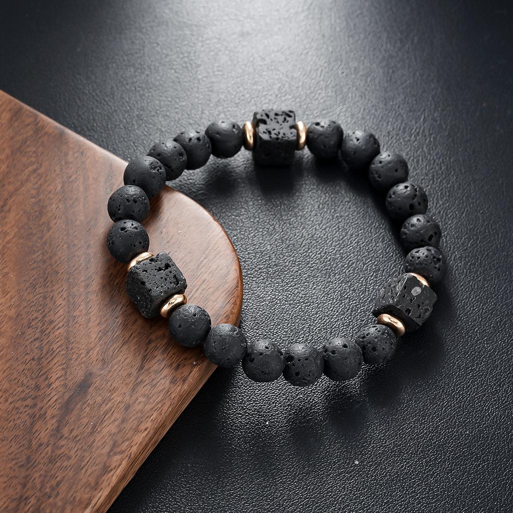 Men's Abrasive Stone Bracelet, Volcanic Stone Natural Stone Beaded Bracelet, Hand Decoration