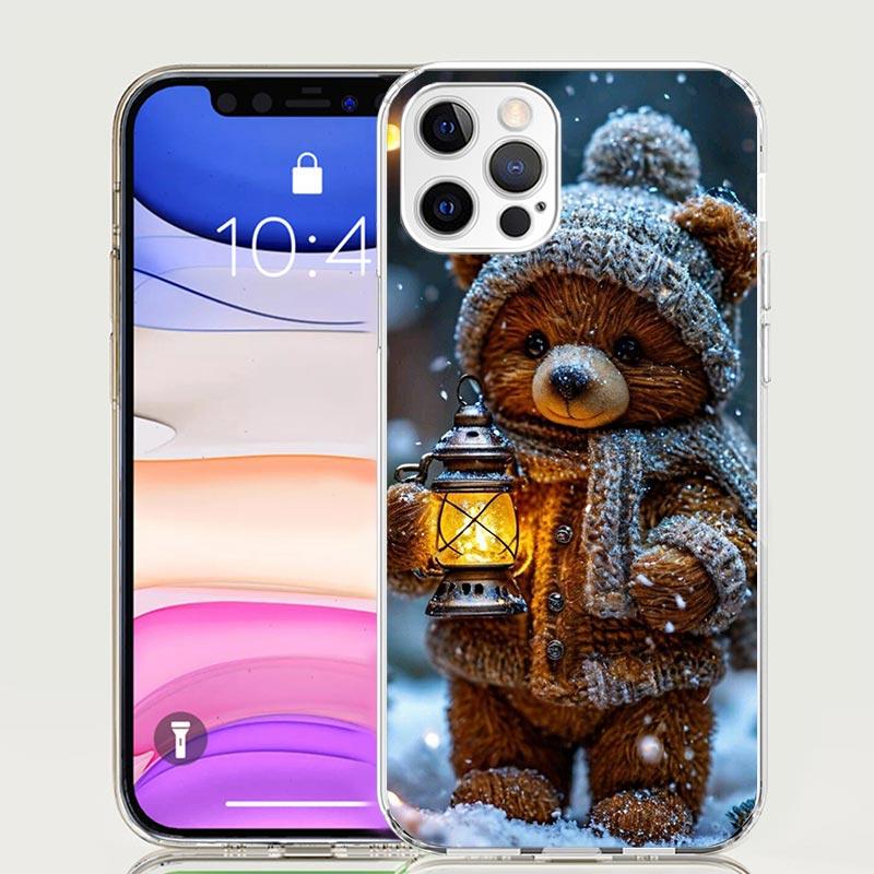 Animal Brown Cute Bear Phone Case For iPhone 17 Air 16 15 Plus 11 14 Pro Max 13 Mini 12 7 8 + SE Pattern Art Customized Cover 17