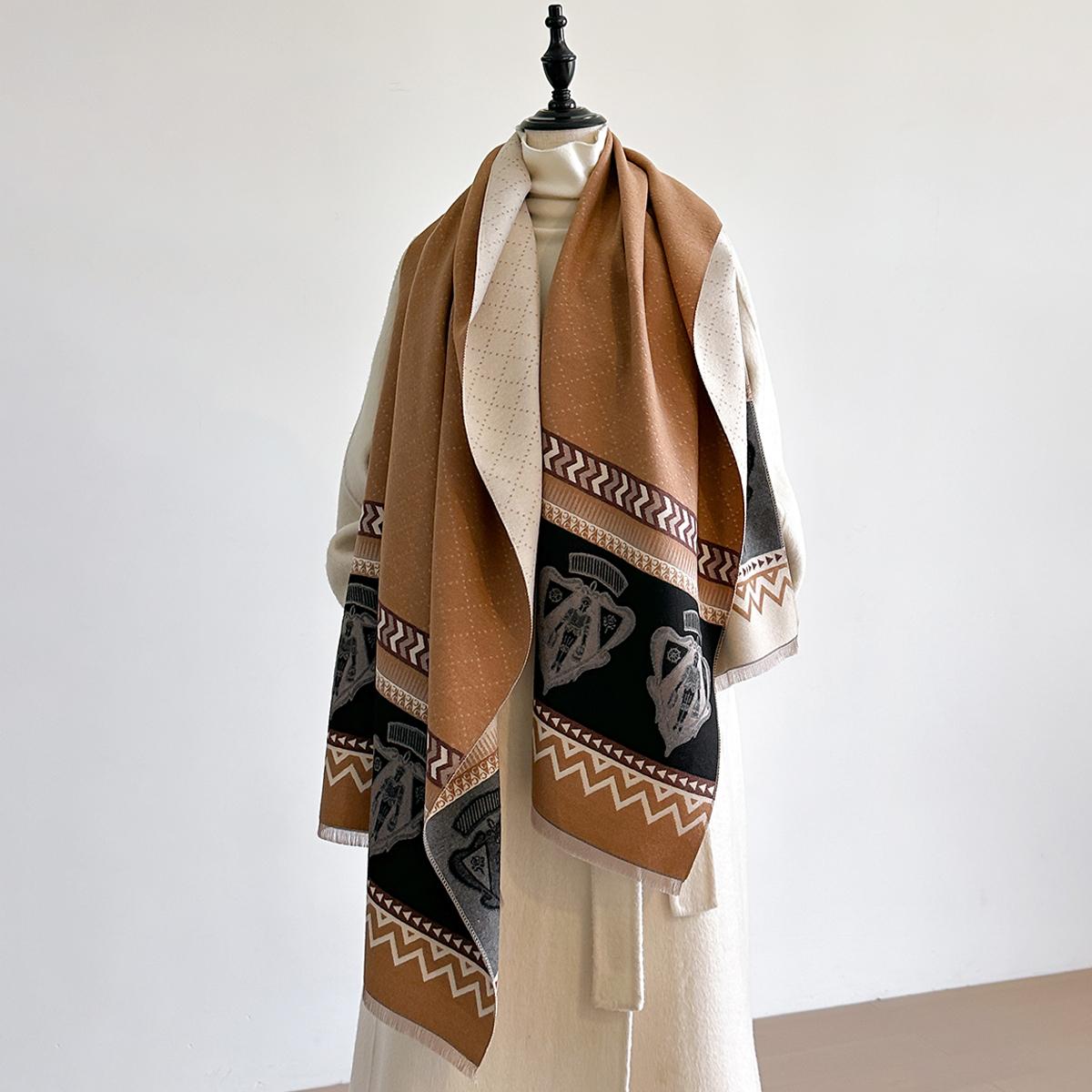 

Winter Two-Sided Ethnic Style Cashmere Jacquard Scarves High Quality Women Thicken Wrap Shawl Ladies Pashmina Scarf