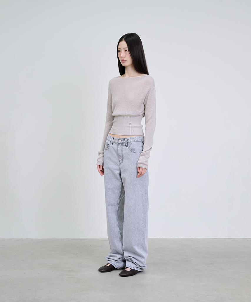 Deoaeteus Hemp Linen Boatneck Pullover_Light Gray