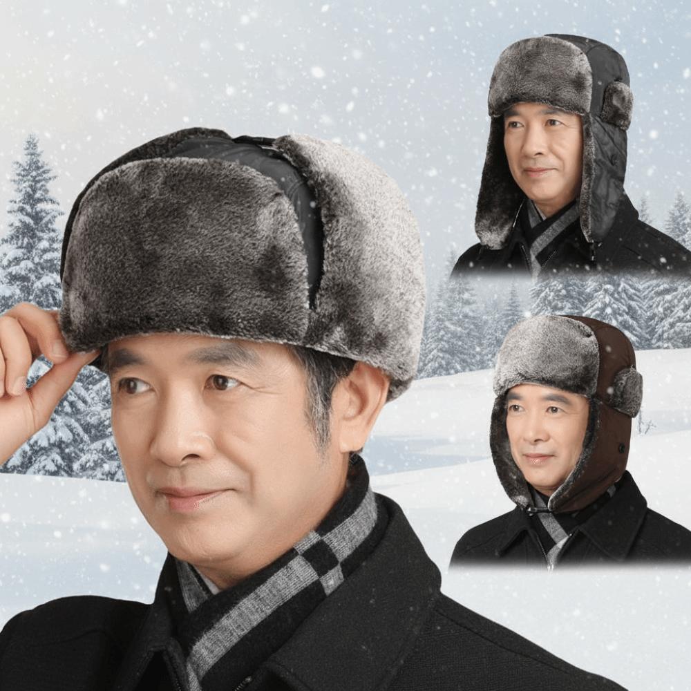 Thickened Winter Bomber Cap Windproof Warm Snow Cap Men's Winter Earflap Hat Outdoors Sports