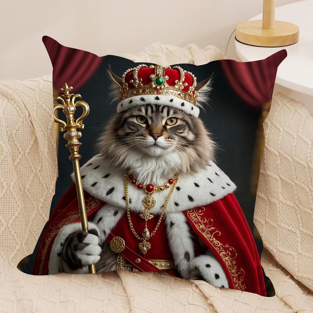 Maine Coon Katze Kissenbezug Seidiger Kurzer Plüsch Sofakissenbezug Versteckter Reißverschluss Weiche Staubdichte Hülle für Heimdekoration