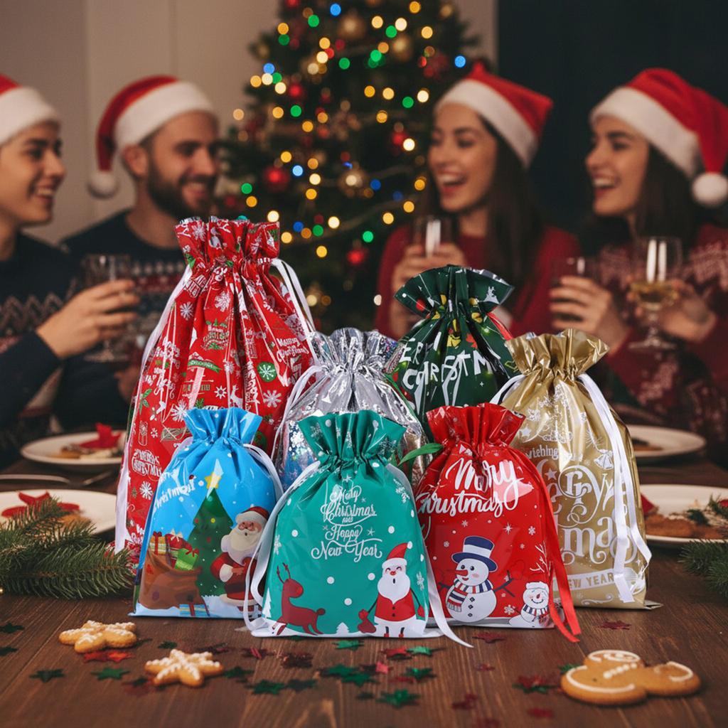 35PCS Christmas Gift Wrapping Pouches with Tags Xmas Present Wrapping Bags Xmas Present Bags for Presents Gift & Christmas Party