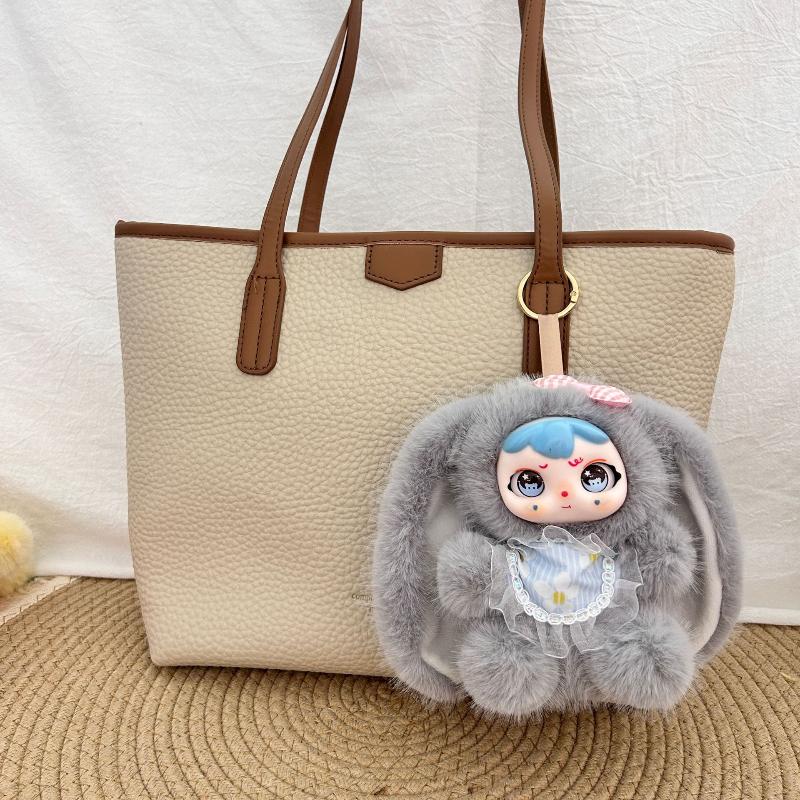 Süße Cartoon Vinyl Gesicht Große Ohren Weicher Flauschiger Plüsch Mädchenpuppe Schlüsselanhänger Anhänger Rucksack Dekoration Geschenke