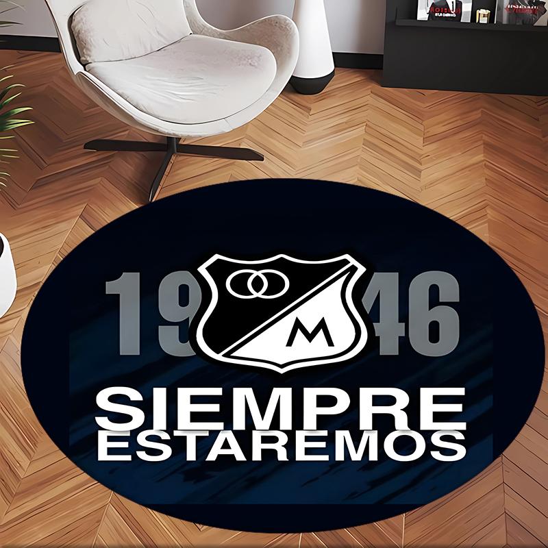Millonarios Fc (1) Round Office Rug Decorative Floor Rug for Office Bedroom Living Room and Home Space