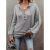 Women's Solid Color Oversized Hoodie, Casual Comfortable V Neck Button Front Sweatshirt, European American Style Crossbody Top for Women