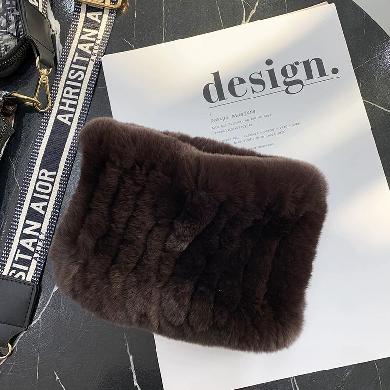 Rex Rabbit Hair Neck Cover Women's Winter Elastic Mesh Scarf Headband Versatile Real Fur Plush Headgear Children's Scarf