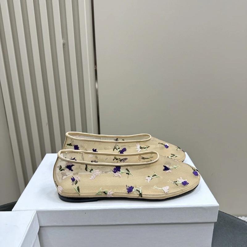 

Нишевая вышивка цветами полупрозрачные балетки женские сетчатые полые дышащие ретро абрикосовые балетки 40