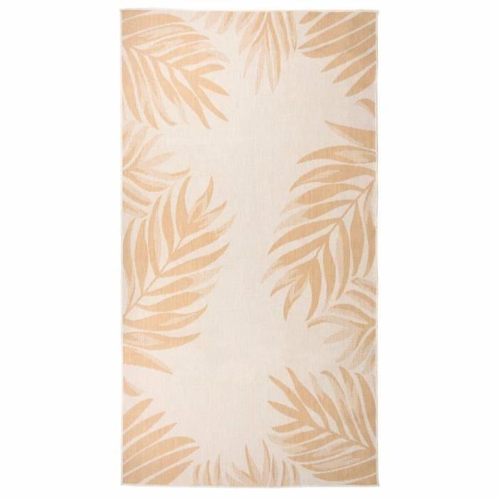 VidaXL Tapis à tissage plat d'extérieur 80x150 cm Motif de feuille