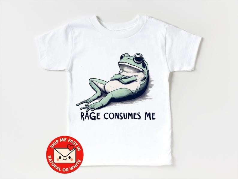 Frog Rage Consumes Me Toddler Tee - frog Kids Outfit - cottagecore frog Kids Tshirt 130