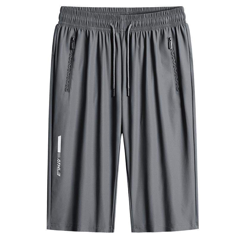 

Men s Summer Quick-Dry Stretch 7-Point Ice Silk Casual Pants - Plus Size Loose Fit Shorts 3XL (150-170 Jin) сірий колір