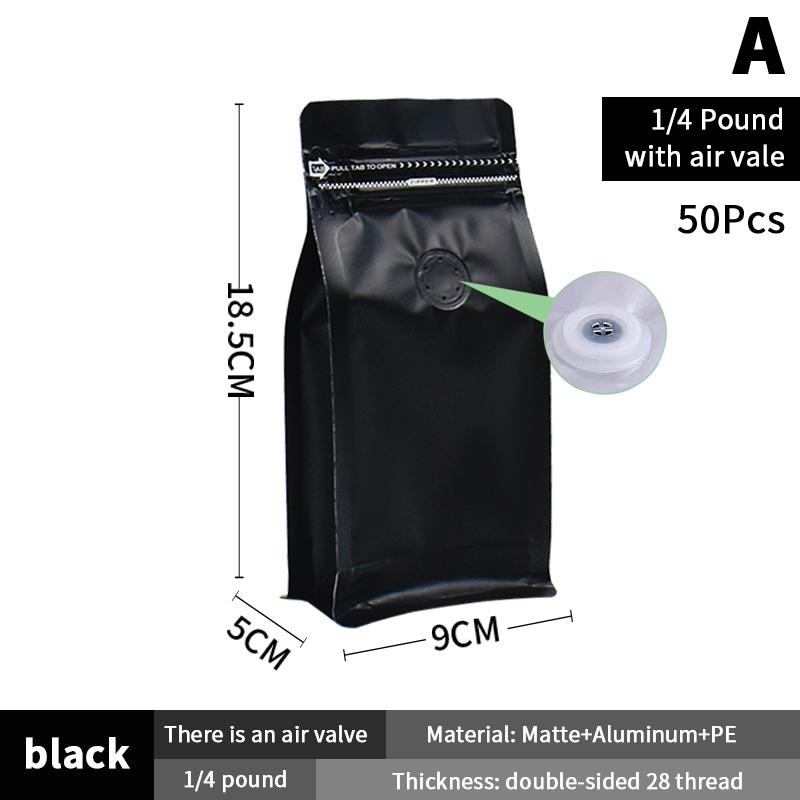 50Pcs Coffee Stand Up Pouch With Valve &Ziplock Pulltab Ground Coffee Beans Nutdried Tea Leaf Mga Pouches Ng Kap