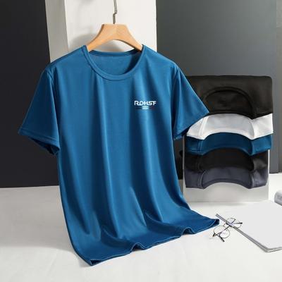Top Estivo da Uomo Seta Ghiaccio Asciugatura Rapida Maniche Corte Girocollo Largo Tinta Unita Sottile Traspirante Elastico Casual