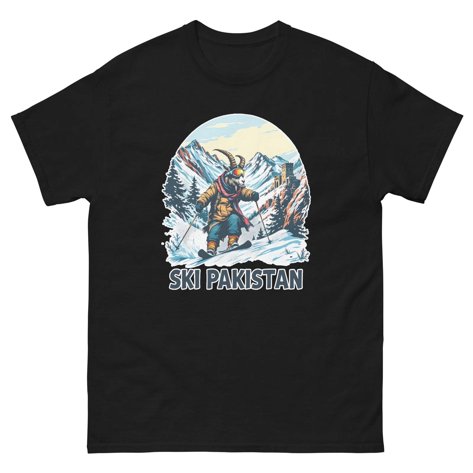 Ski Pakistan Markhor Cute Animal Skiing T-Shirt 4XL