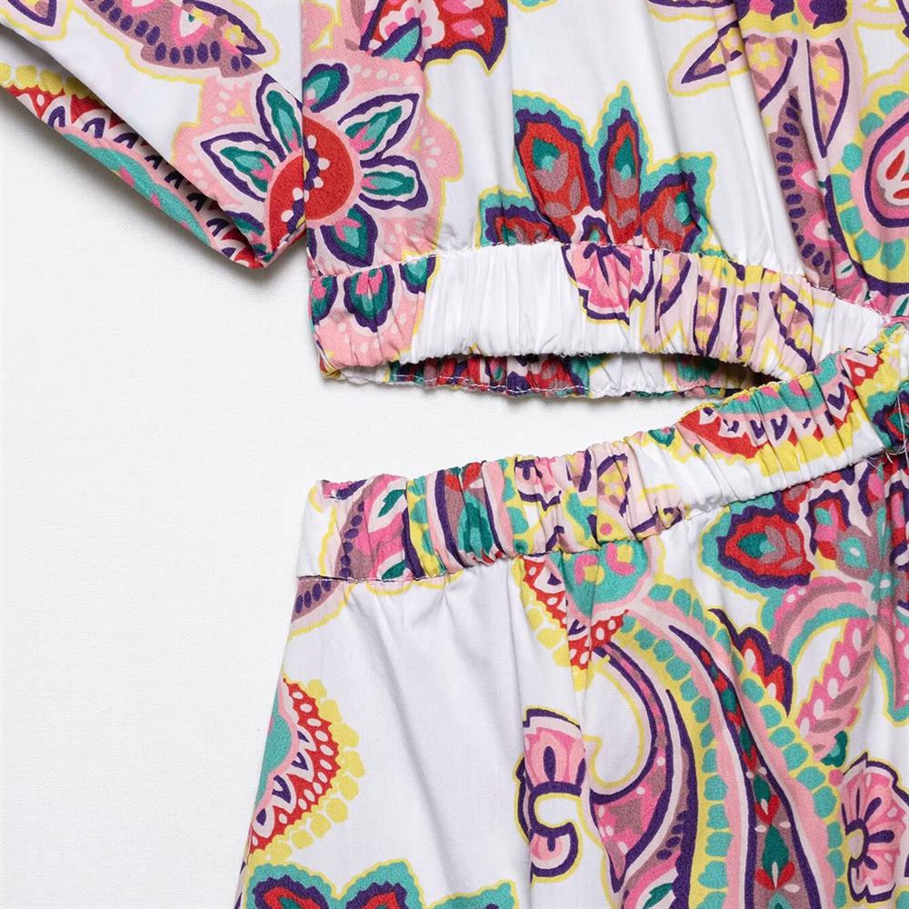 Spring/Summer 2025 Women's Slim Fit V-Neck Hollow-Out Print Dress