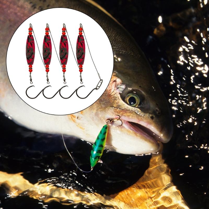 4Pcs High Buoyancy Catfishes Rattling Line Float Catfishes Float Rigs with Hook Fishing Bobbers EVA Foams Peg Float