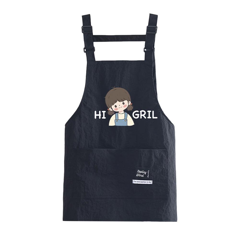 

Waterproof Chef Apron Cartoon Cooking Smock Portable Catering Work Clothes for Home Kitchen чорний