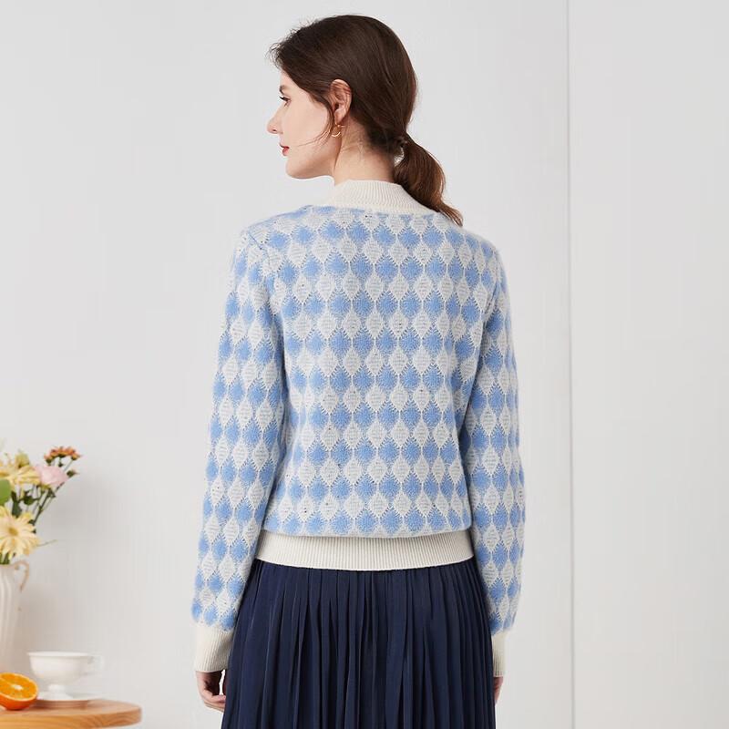 Zhaojun Women's Semi-High Neck Cashmere Jacquard Sweater