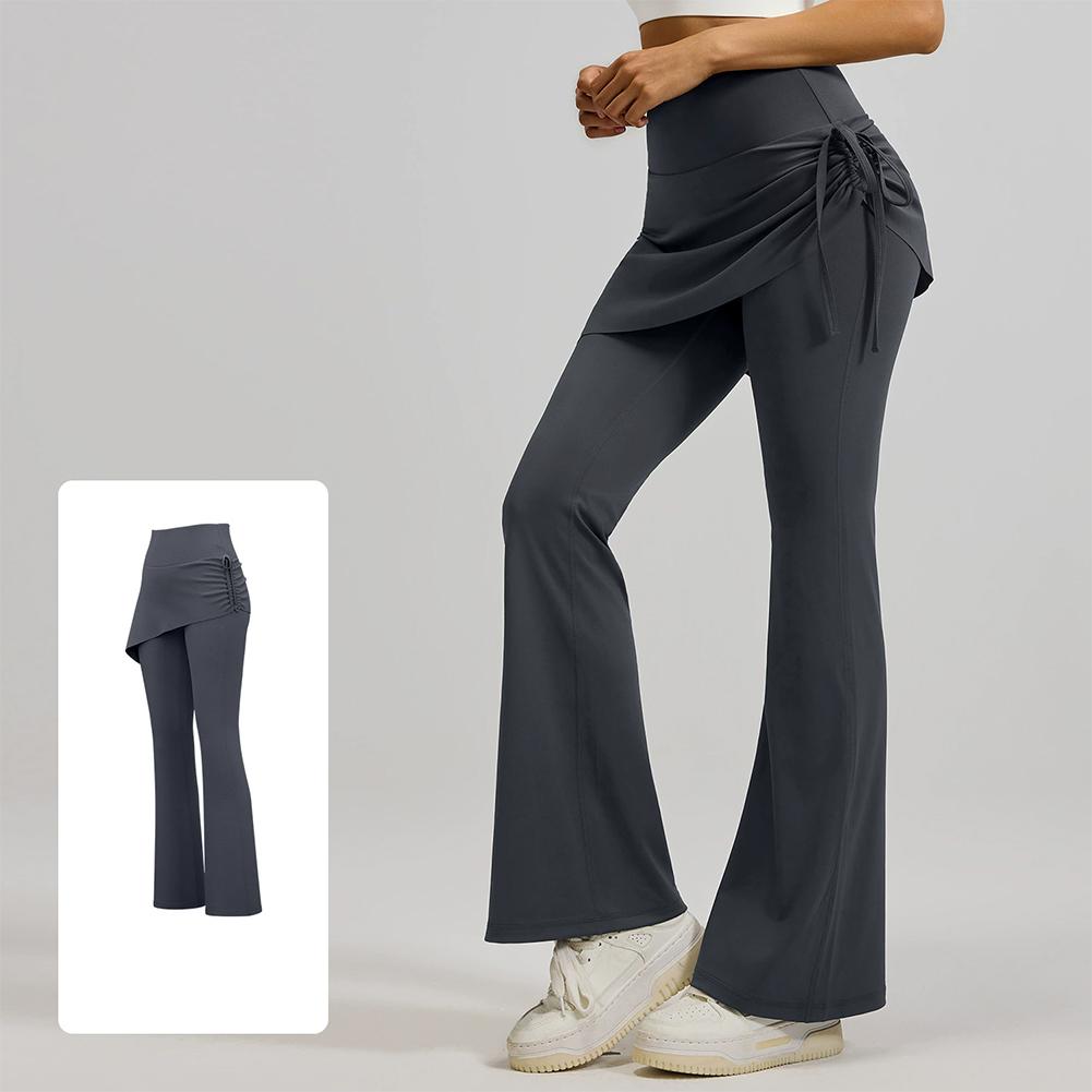 Women s Solid-Color Faux Two-Piece High-Waisted Butt-Lifting Yoga Pants L