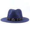 Men and women's new belt decoration outdoor travel seaside sunshade sun protection straw hat spring and summer British style jazz hat