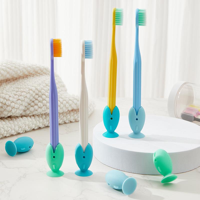 4/8PCS Fish Shape Toothbrush Holder Silicone Standing Toothbrush Storage Rack Portable Travel Toothbrush Head Protector Cover