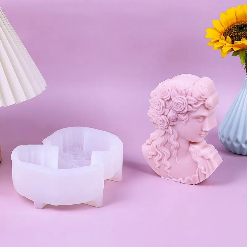 3D Goddess Portrait Candle Silicone Mold DIY European Figure Statue Plaster Decoration Resin Casting Mold Home Decoration Crafts