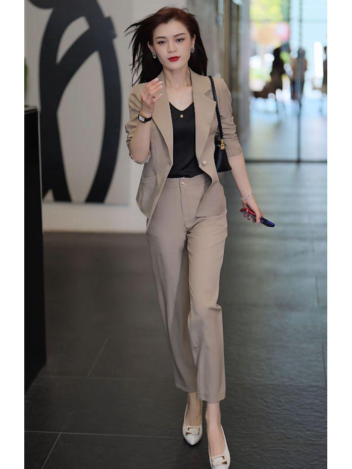 2025 Spring/Autumn Casual Slimming Professional Two-Piece Blazer Suit