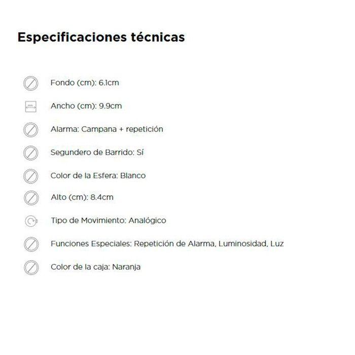 Réveil - SEIKO - QHK060E - Orange - Analogique - Alarme - Quartz Japonais