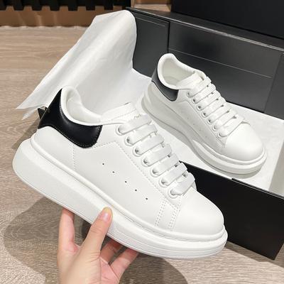 McQueen Couple Shoes Heightening Leather Microfiber Casual Shoes Platform Sneakers Sub-board Shoes