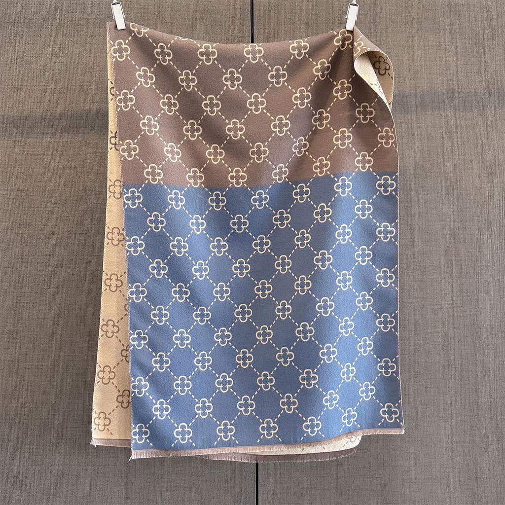 Lüks Marka Kaşmir Kadın Çiçekli Eşarp Kış Sıcak Şal ve Şal Bandana Pashmina Kadın Fular Kare Kalın Battaniye Ponço