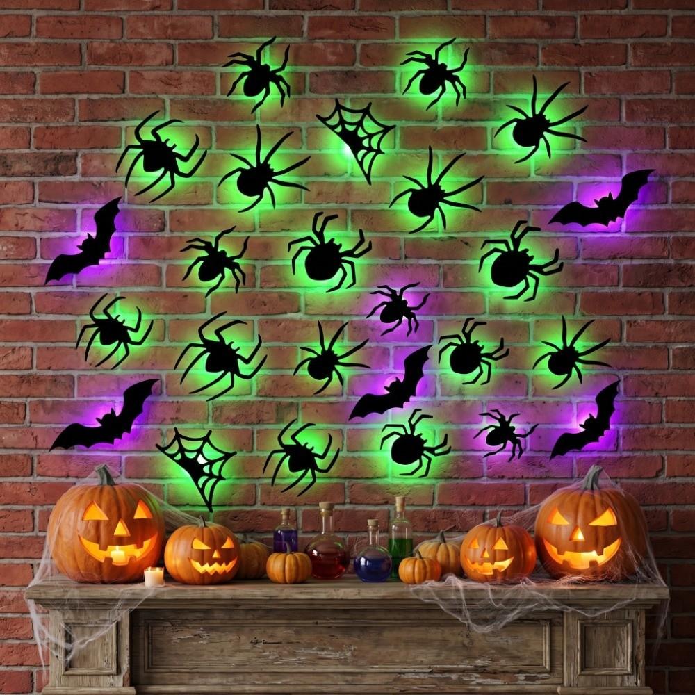 Glow in The Dark LED Glow Wall Stickers 3D Bat Halloween Decorations Window Decoration