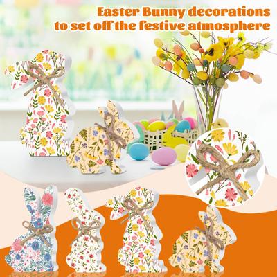 Wooden Easter Bunny Decoration 4PC