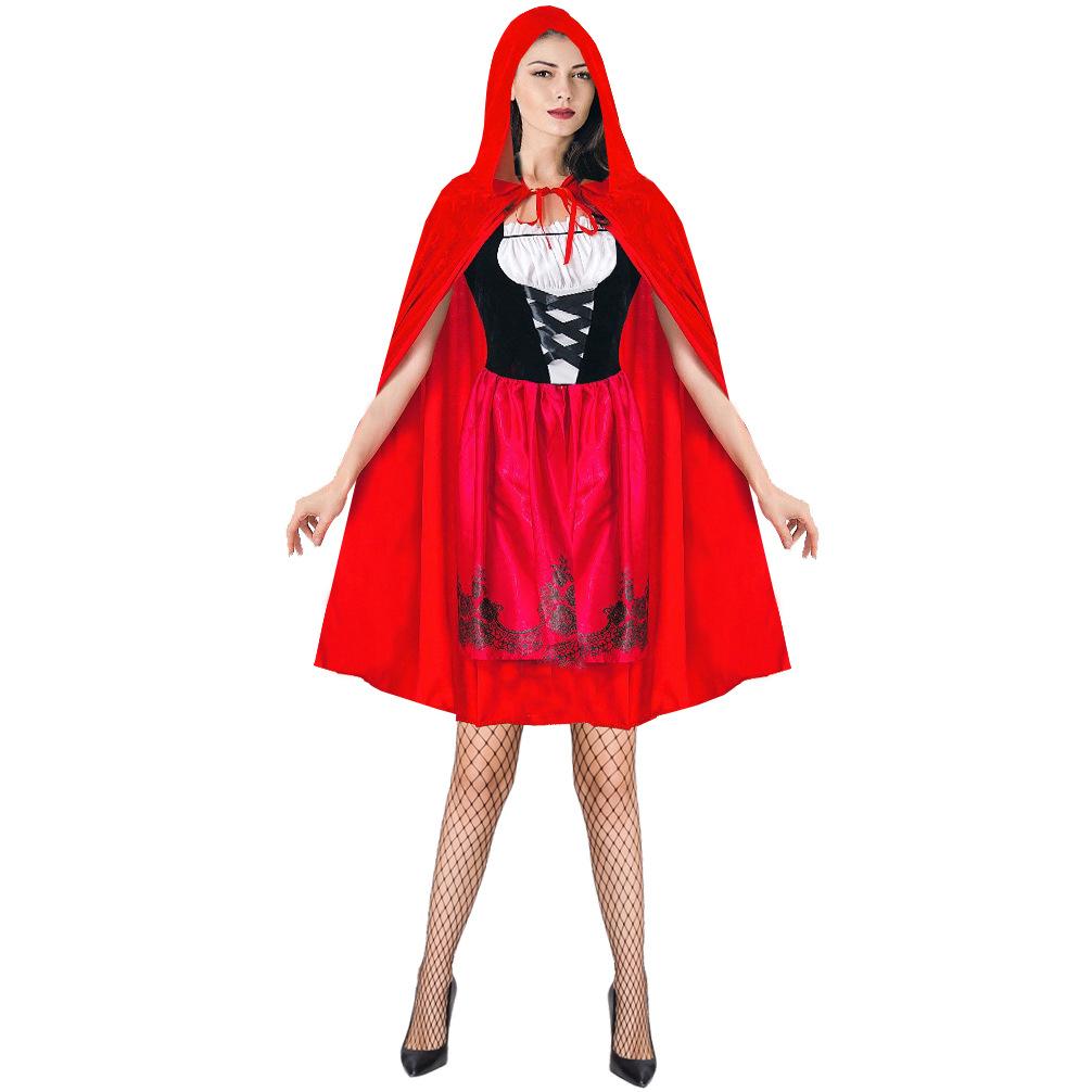 

S-XXXL плащ-накидка костюм Красной Шапочки, косплей на Хэллоуин сценический костюм по мотивам сказок братьев Гримм S красный