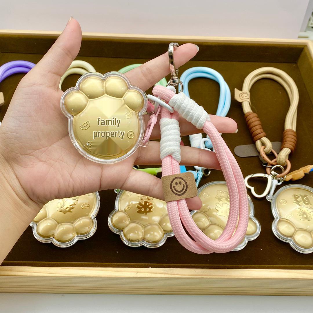 Shuibei Cute Cat Paw 999 Gold Keychain Pendant - Eight Directions of Wealth Souvenir