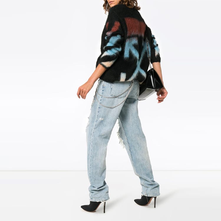 OFF WHITE FW19 Long Sleeved Dresses Women's Crew Neck Moderate OWHE009F18B740711088