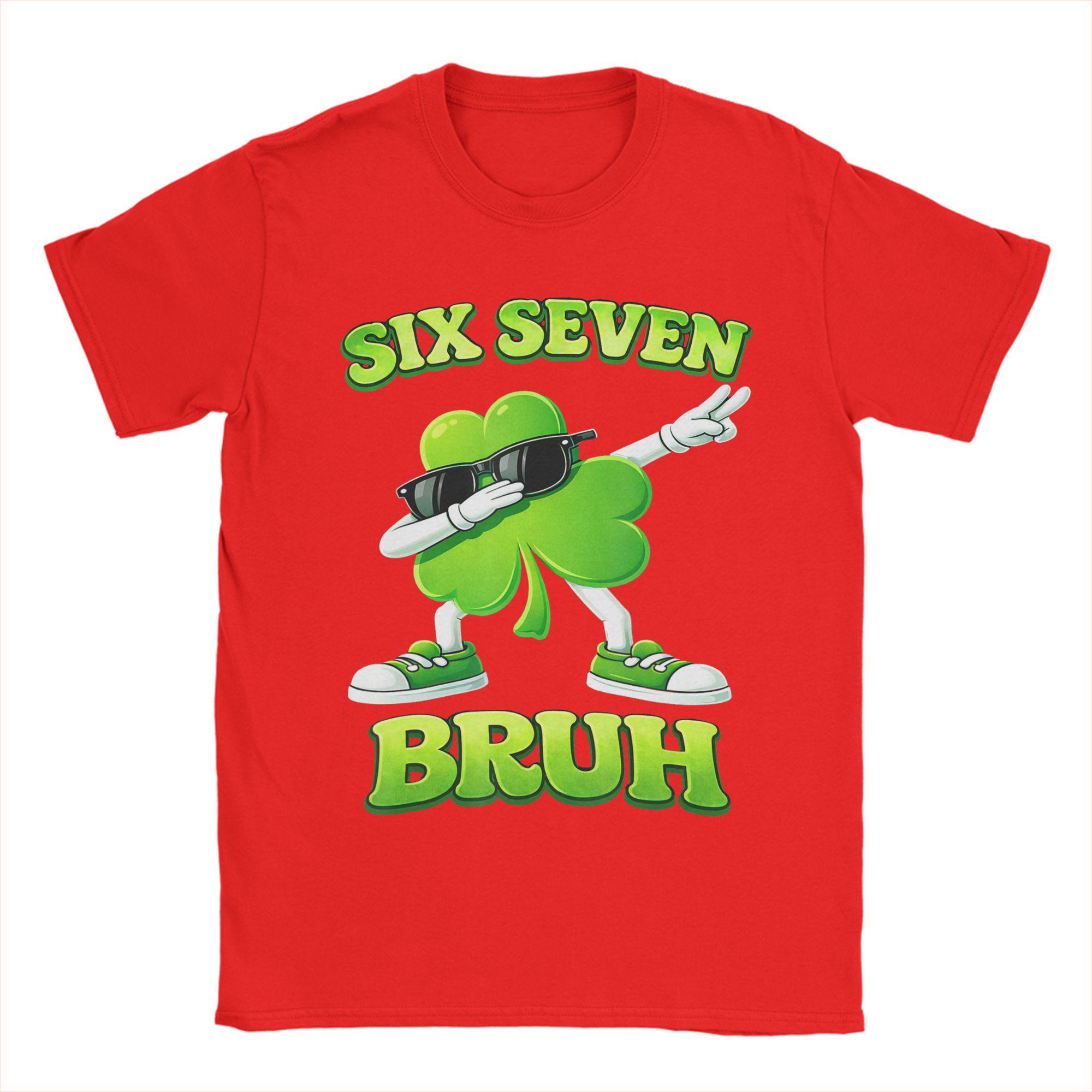 St Patricks Day Six Seven Bruh Meme Shamrock Kids Boys T Shirt Unisexs Pure Cotton S