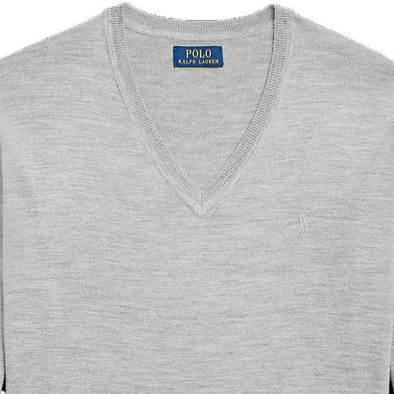 Polo Ralph Lauren SS23 Solid Loose V-Neck Long Sleeve Sweater Men sweater Gray MNPOSWE16821117-020