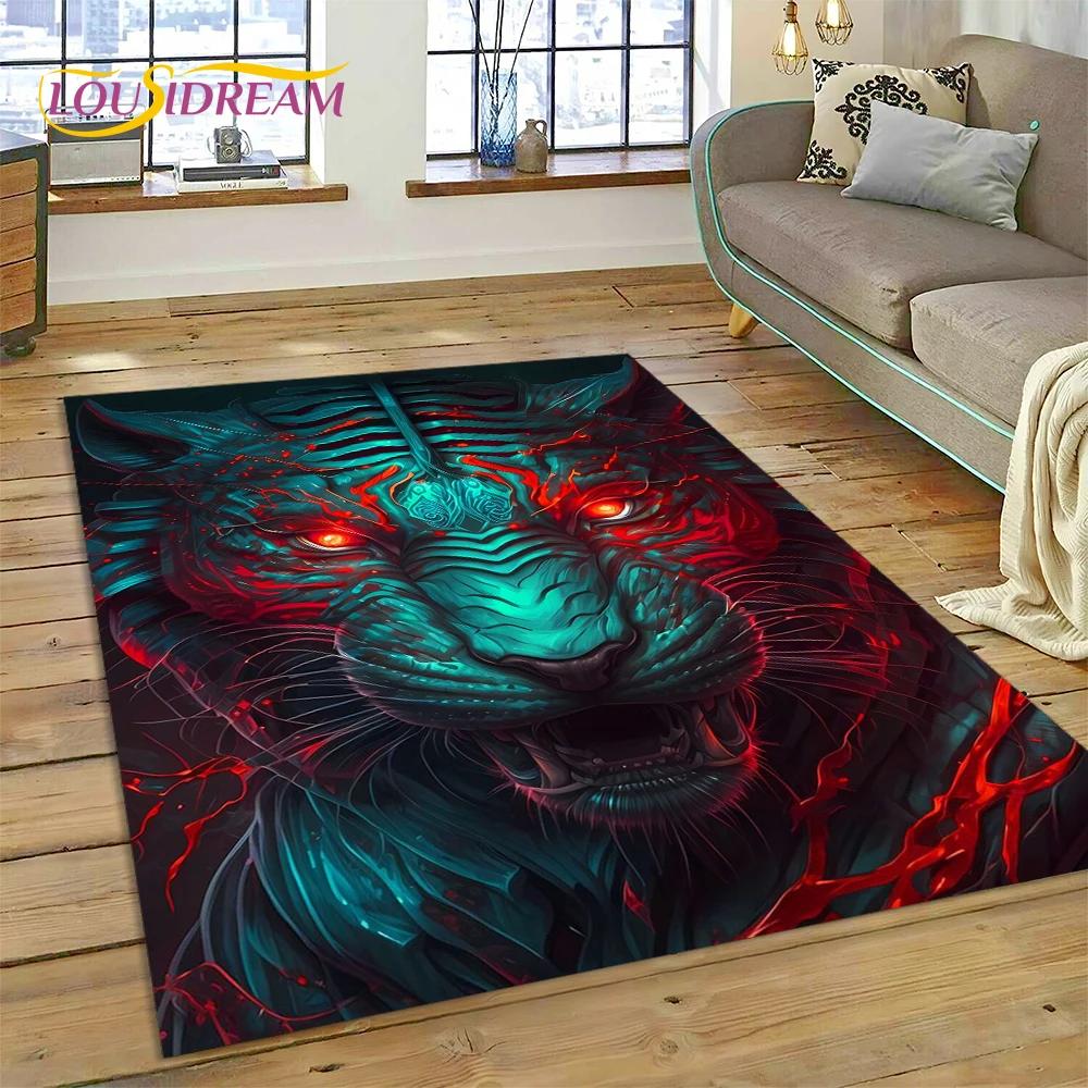 3d besta tigre leão animal vida selvagem dos desenhos animados tapete para casa sala de estar quarto sofá capacho decoração, área do miúdo tapete antiderrapante