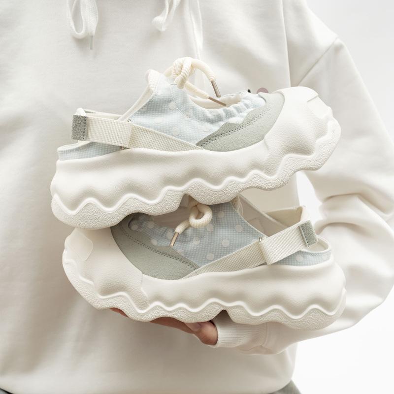 Ugly Mary Jane Sandals Wave Thick-soled Sneakers Lace-up Hollow Big-toed Shoes Fashionable Women s Shoes 35 3898₽